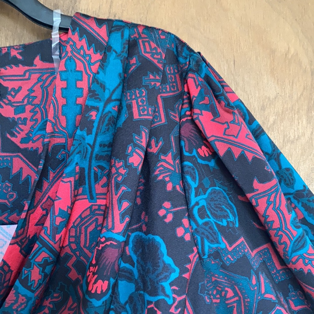 Ella abstract floral printed top office blouse retro vibe 2X - Picture 7 of 17